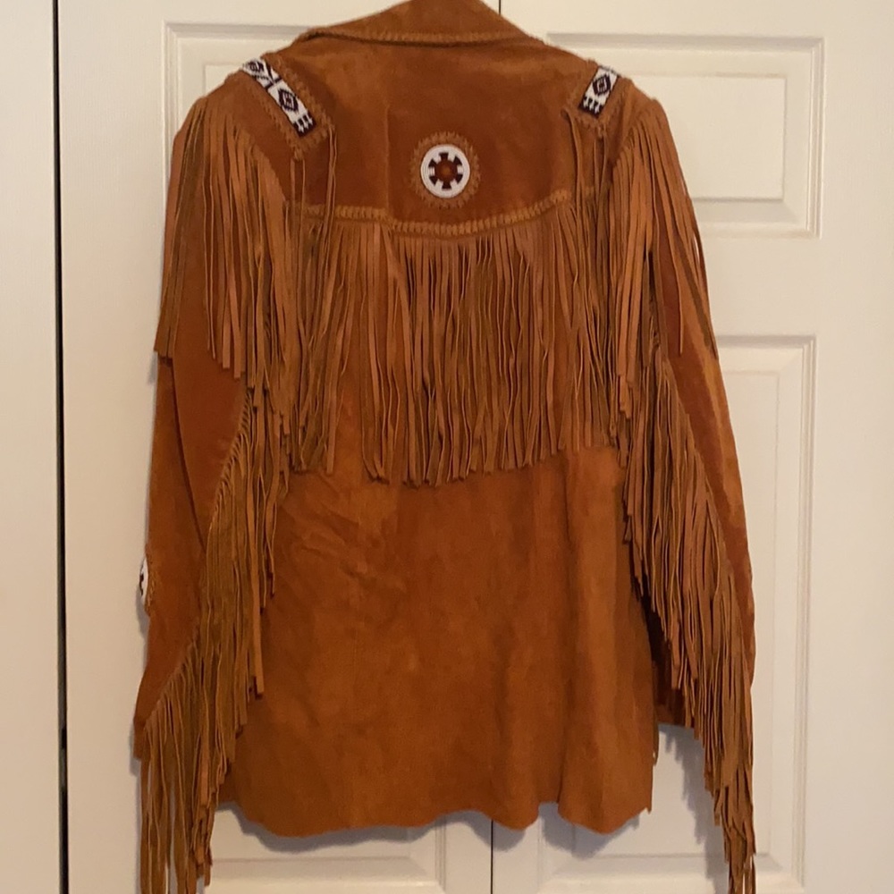 Western leather jacket with fringe and beaded suede leather Never worn